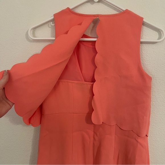 Ann Taylor LOFT Coral Salmon Pink Scallop Layered Sleeveless Womens Dress - Picture 6 of 7